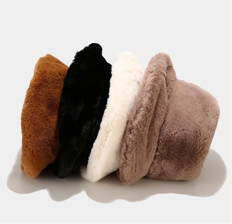 Dirholl Women's Winter Faux Fur Fuzzy Warm Bucket Hat - Image 3